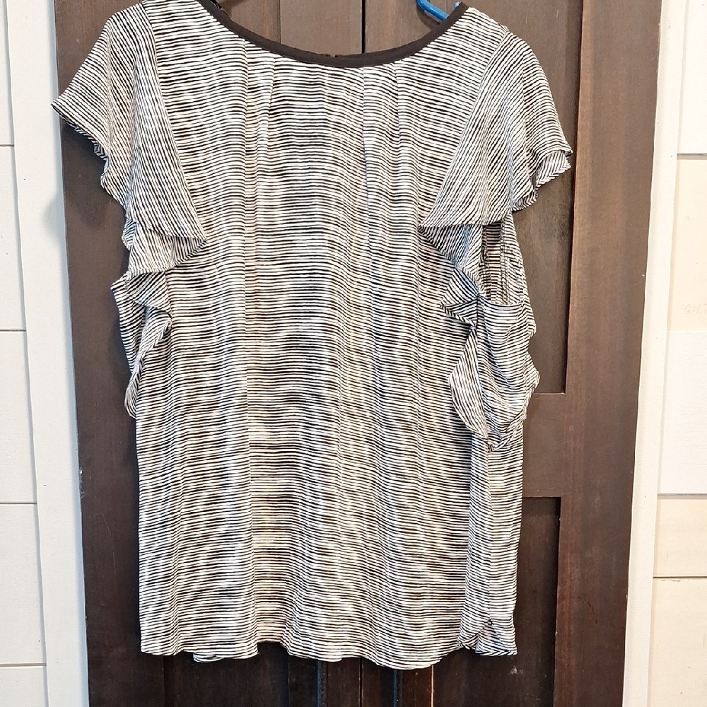 Elle Black and White Striped Blouse